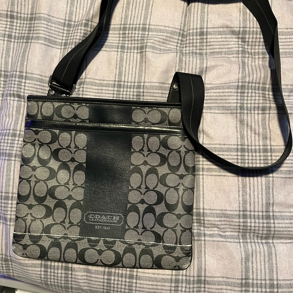 Coach Signature Black and Gray Messenger Bag